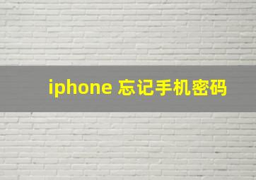 iphone 忘记手机密码